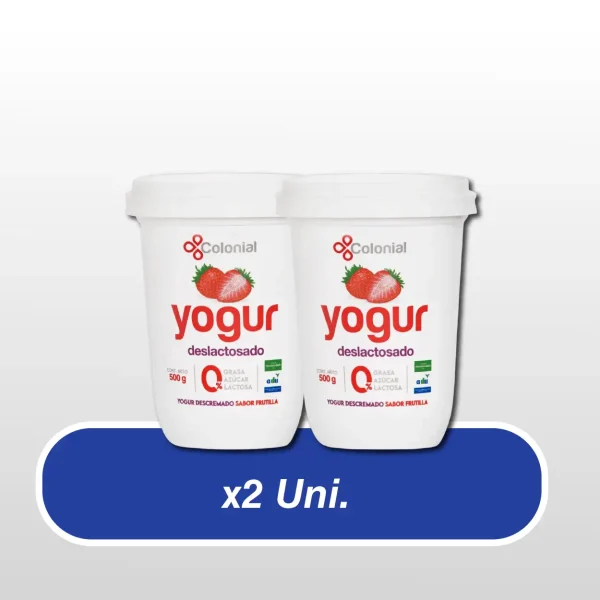 Yogur deslactosado COLONIAL 500G -frutilla- x2